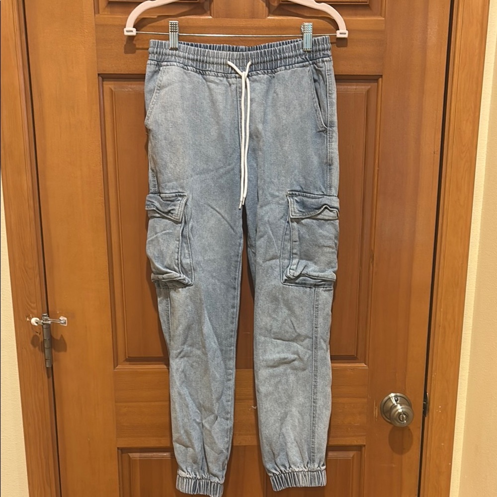 Blue Cargo Jogger Pants